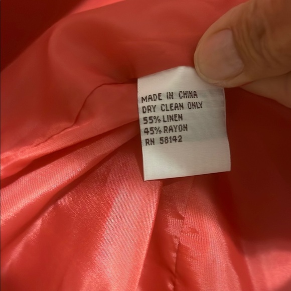 Talbots Coral Blazer Classic Collarless Design Size 14 PTP 21” NWT - Picture 6 of 7